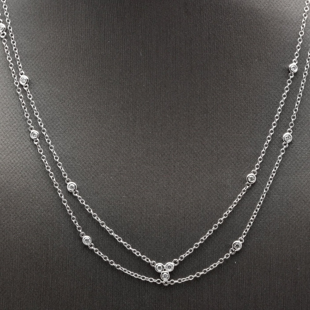14k White Gold Diamond Chain Necklace